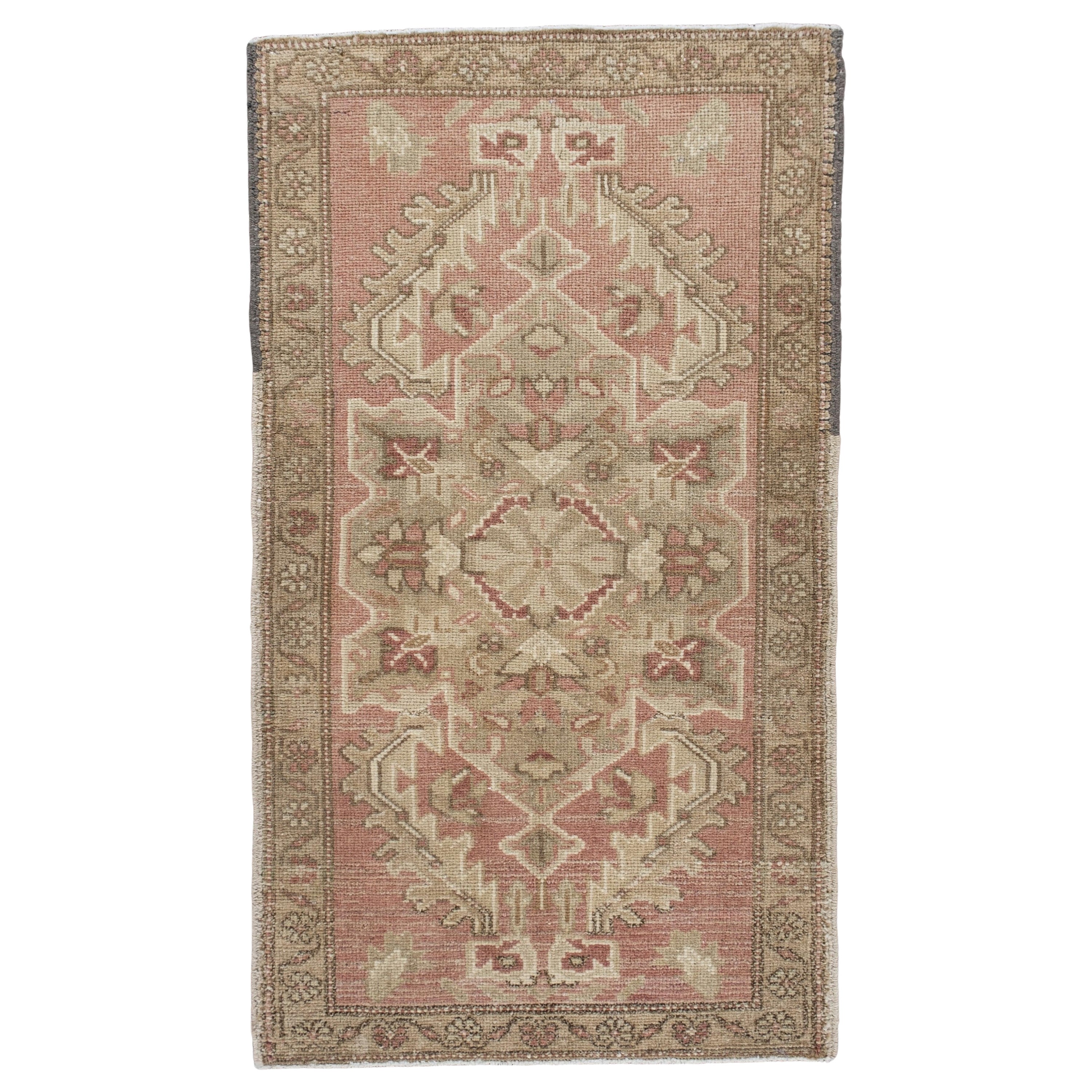 Oriental Hand Knotted Vintage Turkish Mini Rug 1'9" x 3' #10654