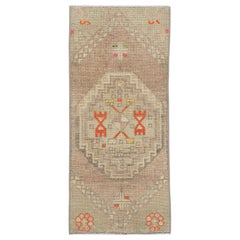 Mini tapis turc vintage noué à la main 1'4" x 3' n° 10411