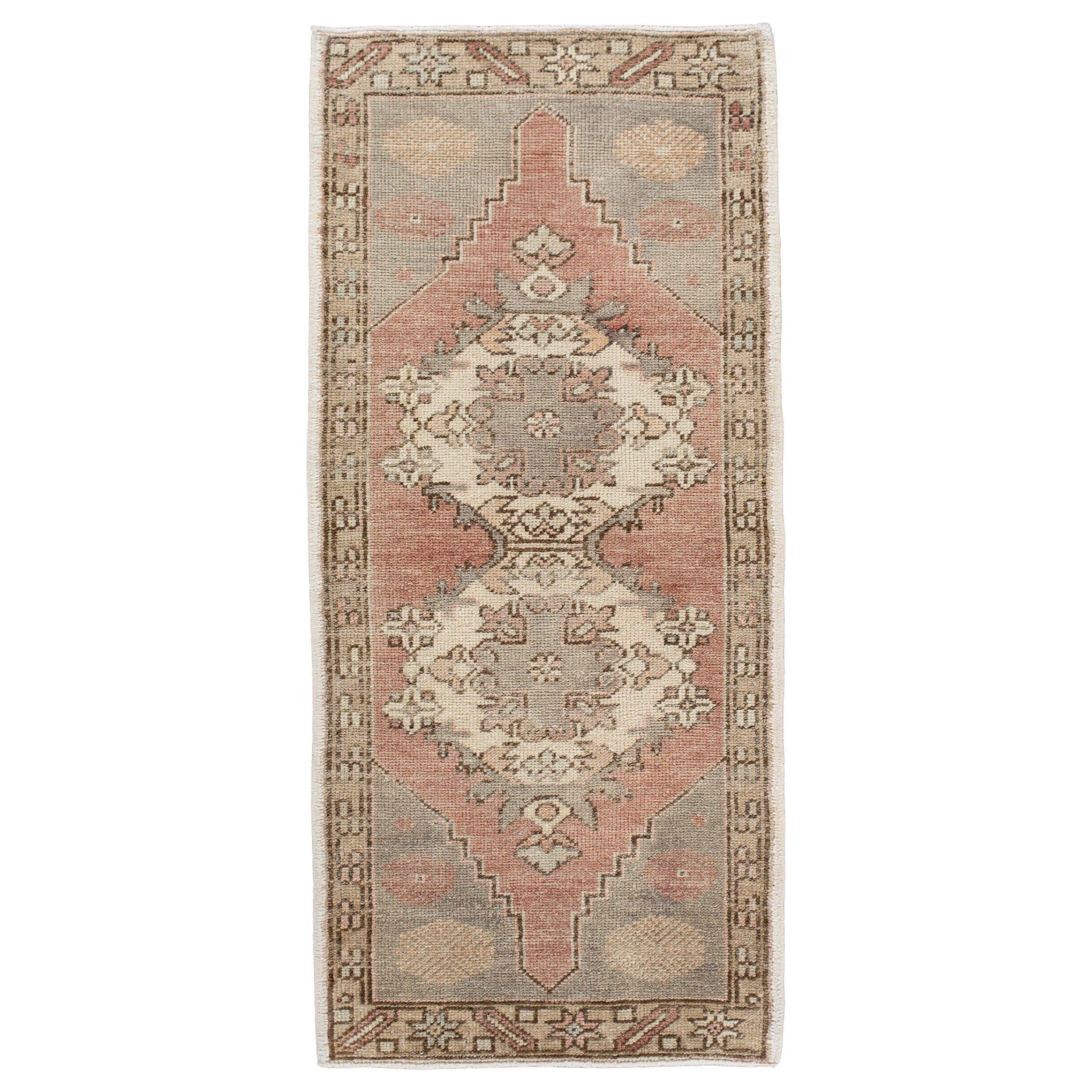 Oriental Hand Knotted Vintage Turkish Mini Rug 1'7" x 3'5" #10350