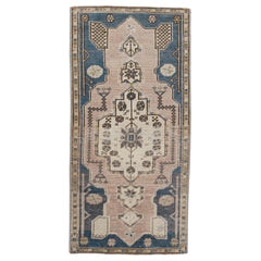 Mini tapis turc vintage noué à la main 1'6" x 3'2" n°10101