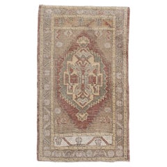 Oriental Hand Knots Rugs Vintage Turkish Mini Rug 1'11" x 3'2" #10130