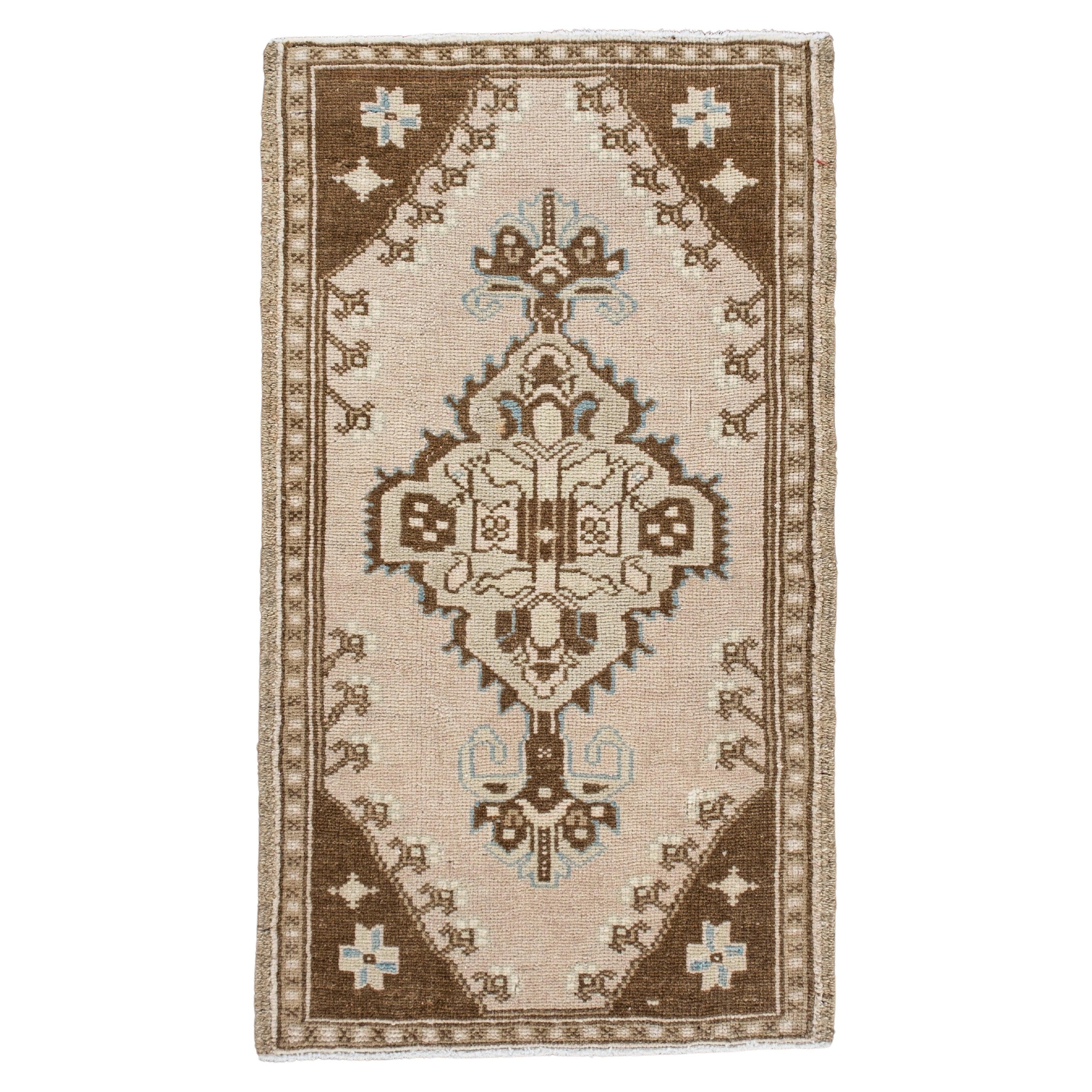 Oriental Hand Knots Rugs Vintage Turkish Mini Rug 1'8" x 2'11" #10071
