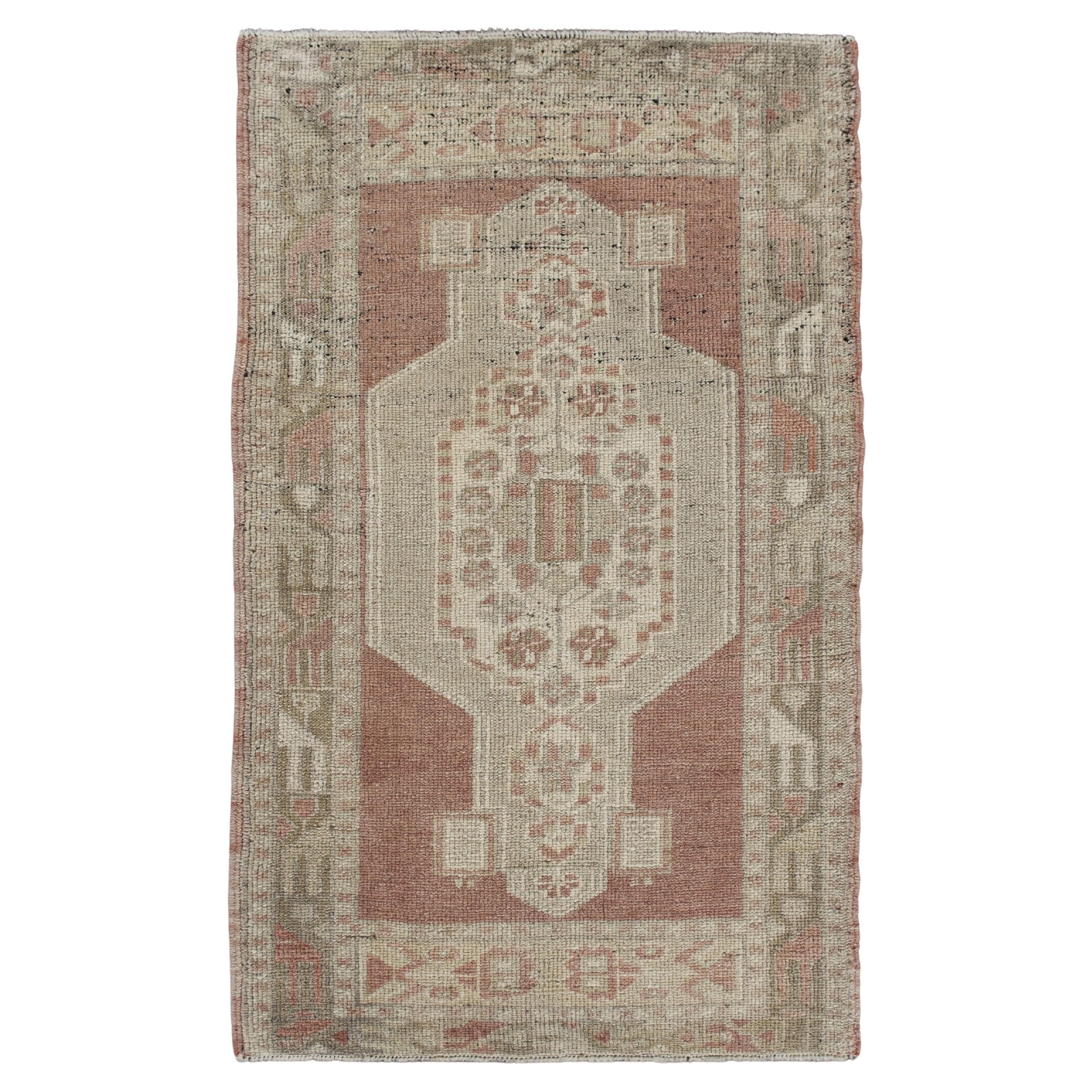 Mini Alfombra Turca Vintage Oriental Anudada a Mano 1'9" x 2'10" #10305