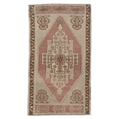 Oriental Hand Knots Rugs Vintage Turkish Mini Rug 1'8" x 3' #10168