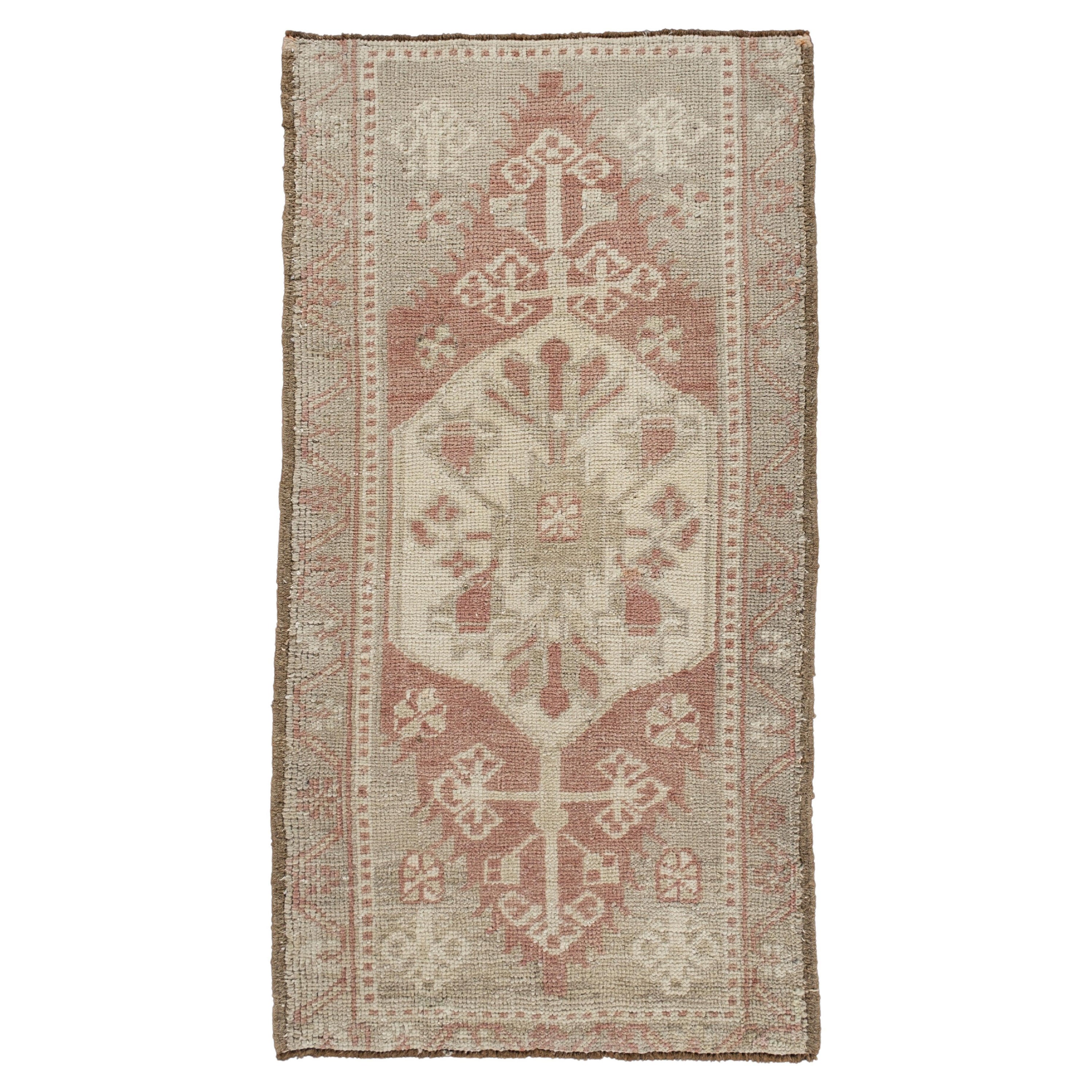 Oriental Hand Knots Rugs Vintage Turkish Mini Rug 1'8" x 3'1" #10579