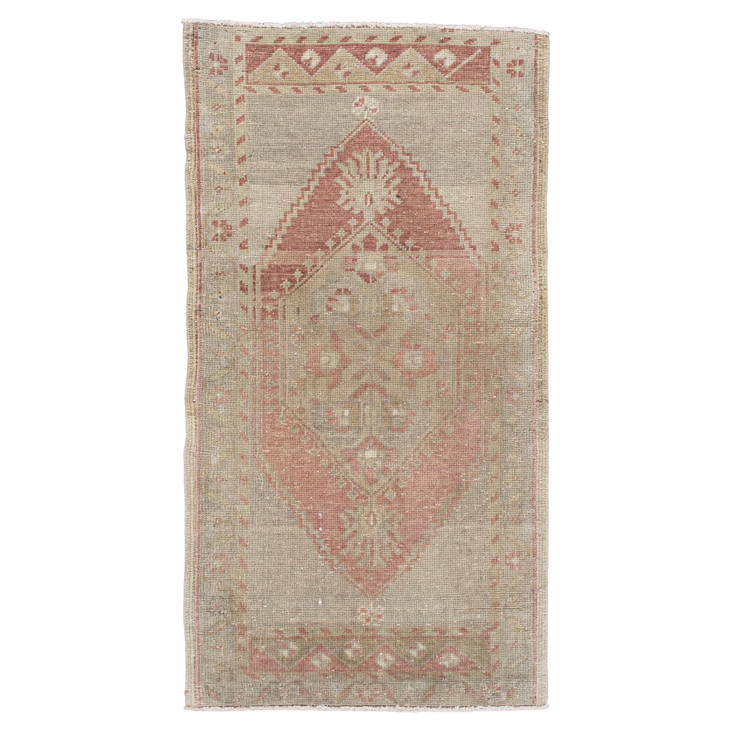 Oriental Hand Knots Rugs Vintage Turkish Mini Rug 1'8" x 3' #10530