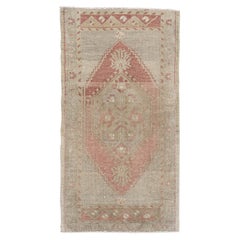 Oriental Hand Knots Rugs Vintage Turkish Mini Rug 1'8" x 3' #10530
