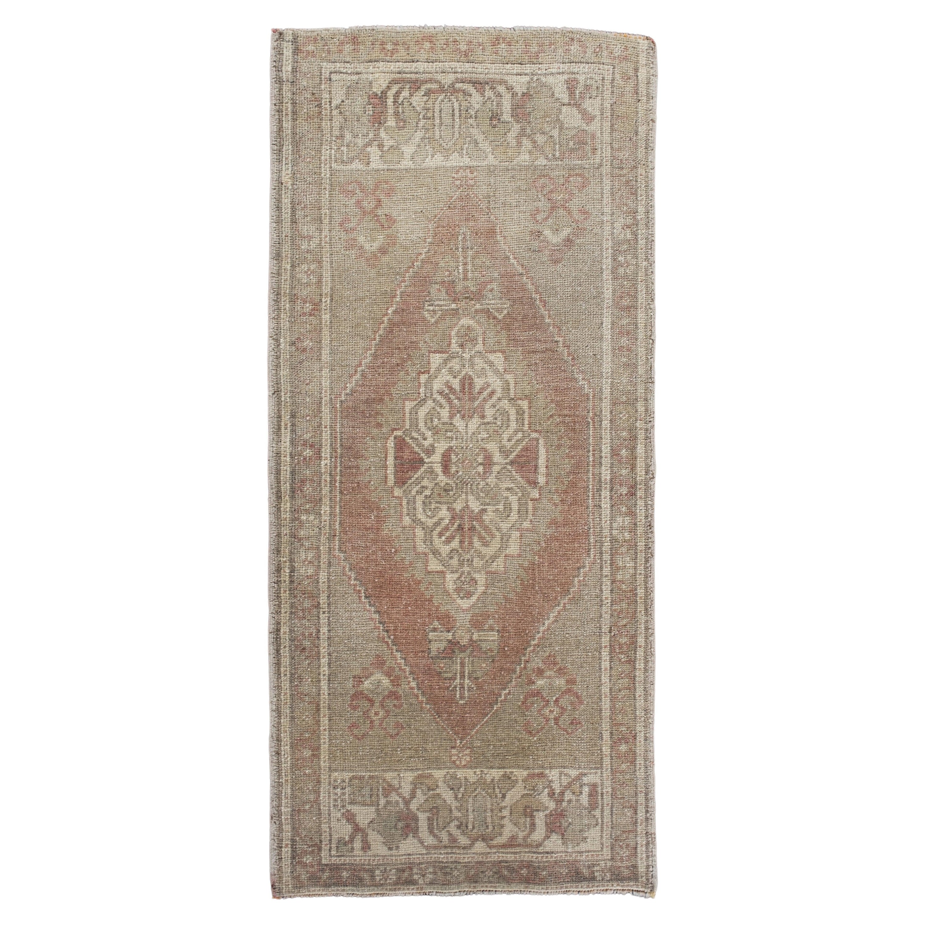 Oriental Hand Knotted Vintage Turkish Mini Rug 1'9" x 4' #10682