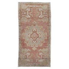 Oriental Hand Knots Rugs Vintage Turkish Mini Rug 1'7" x 3'1" #10655