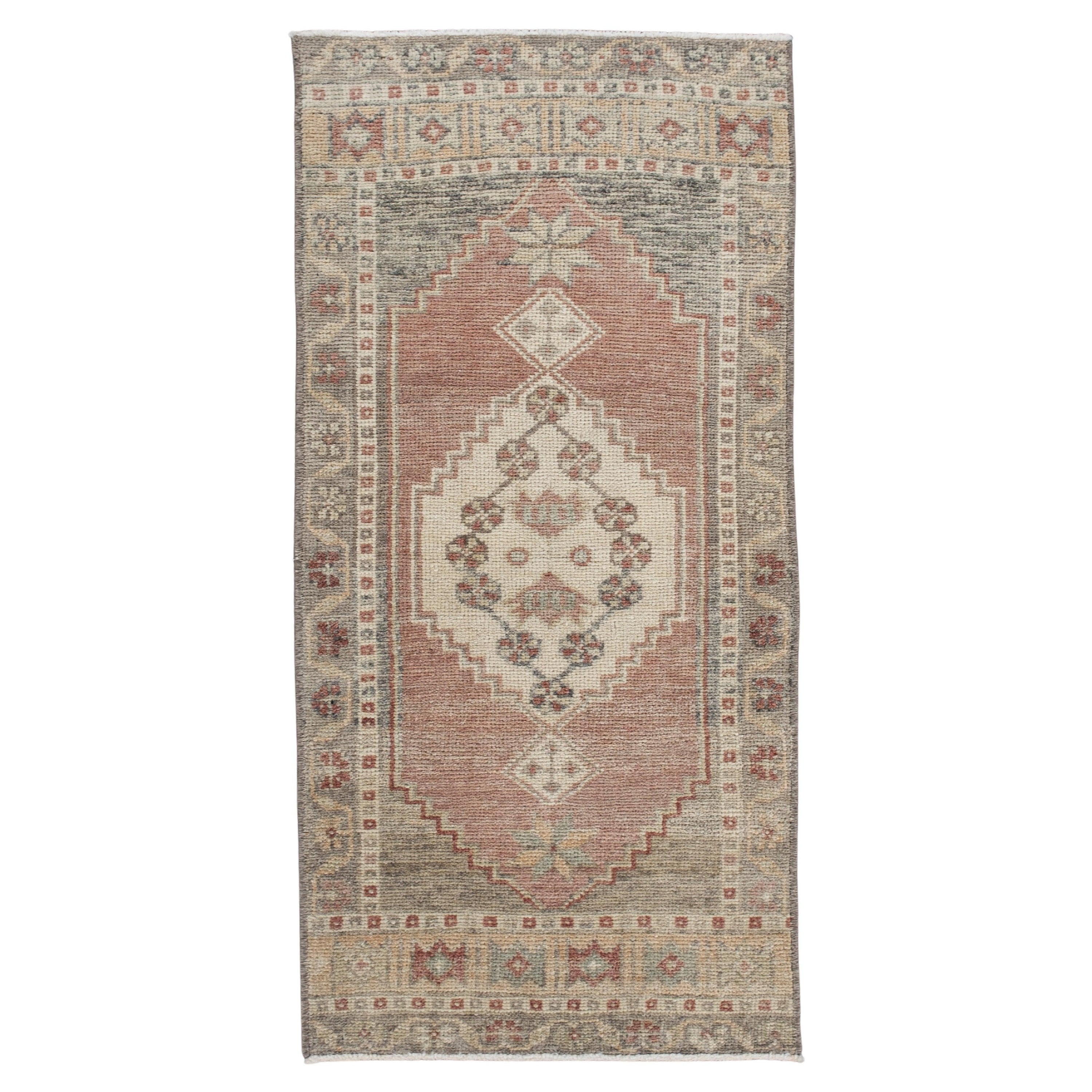 Oriental Hand Knotted Vintage Turkish Mini Rug 1'6" x 3' #10381