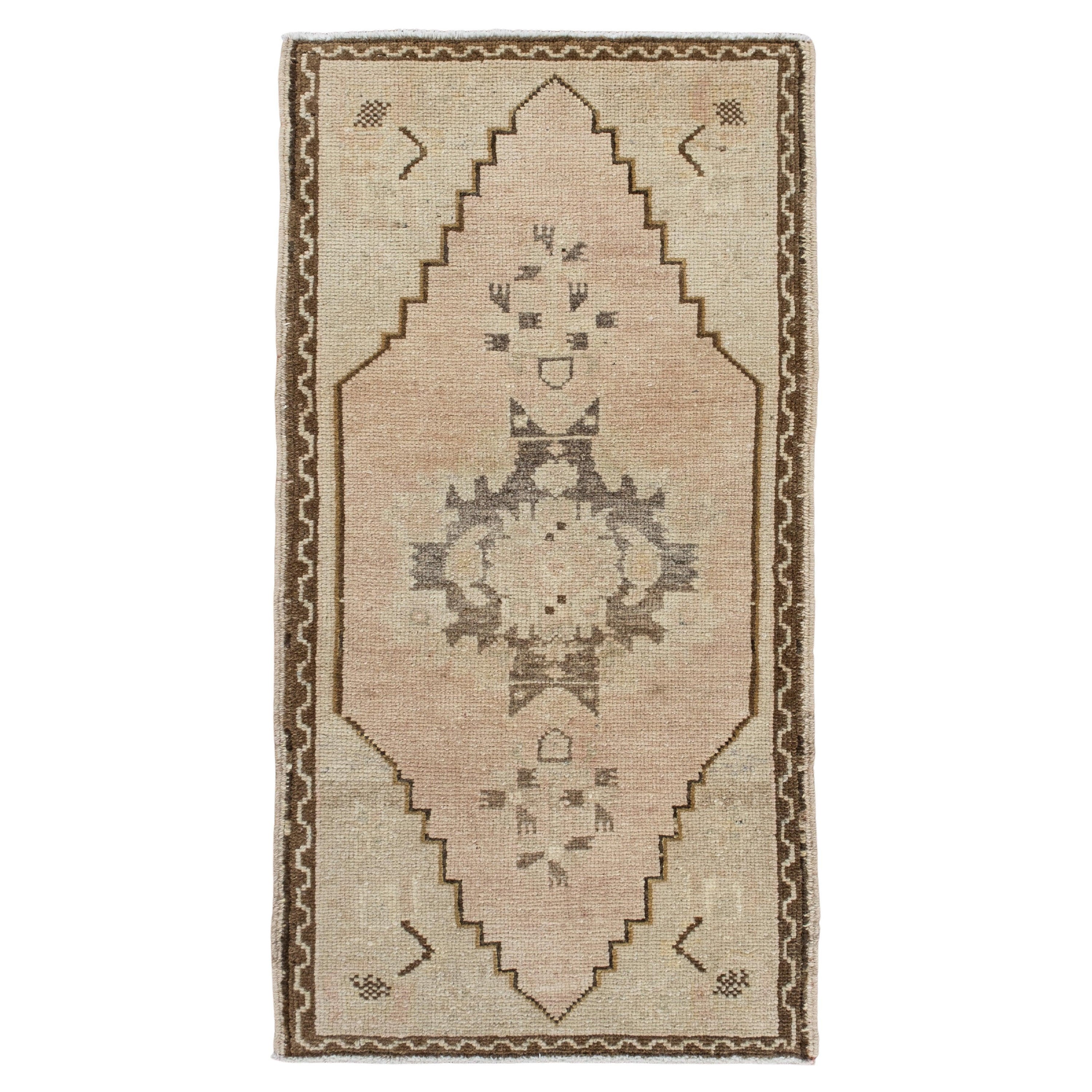 Oriental Hand Knotted Vintage Turkish Mini Rug 1'6" x 2'11" #10645