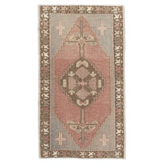 Mini Alfombra Turca Vintage Oriental Anudada a Mano 1'8" x 2'11" #10354