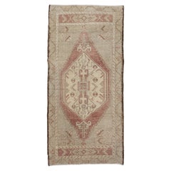 Mini Alfombra Turca Vintage Oriental Anudada a Mano 1'8" x 3'6" #10286