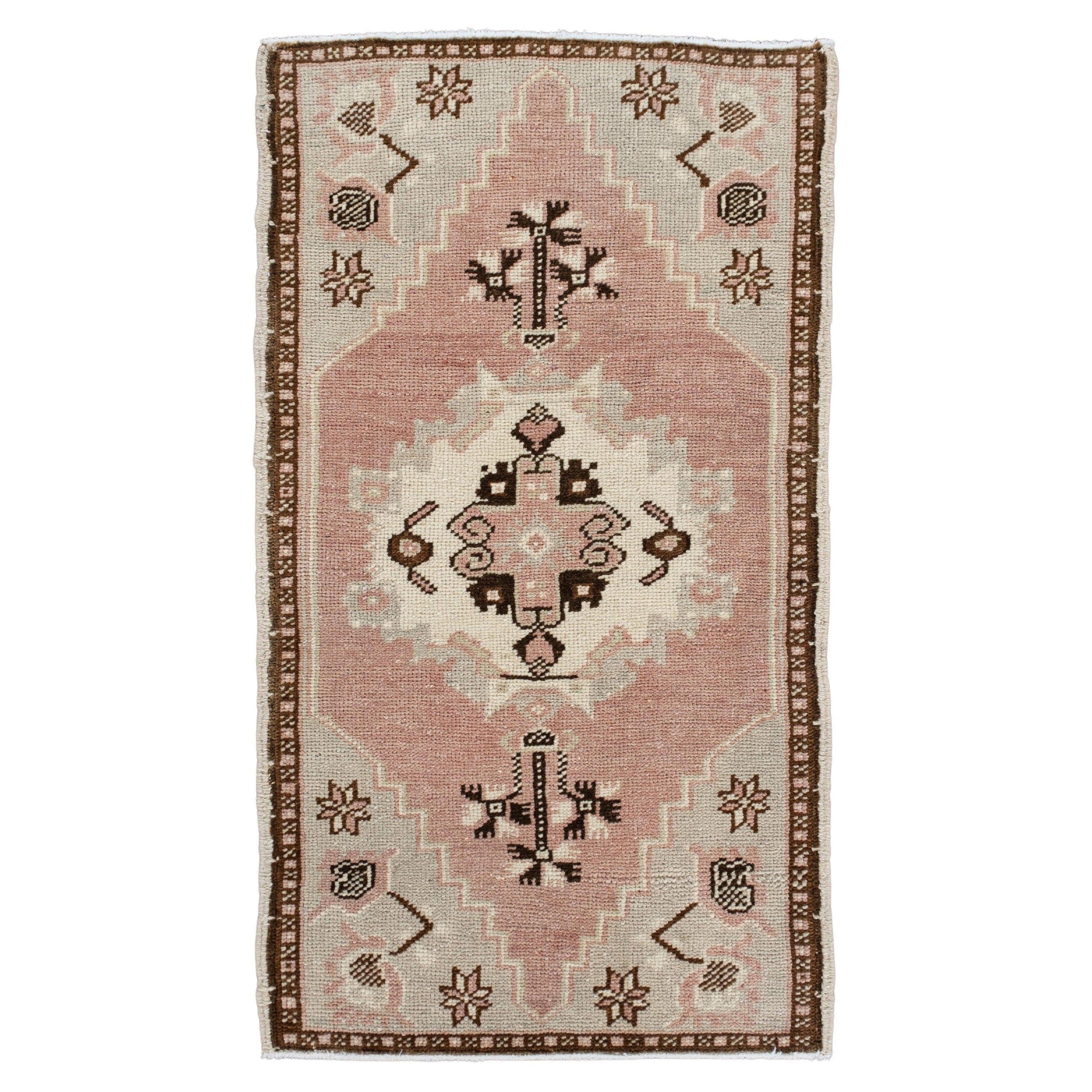 Oriental Hand Knotted Vintage Turkish Mini Rug 1'9" x 3' #10609