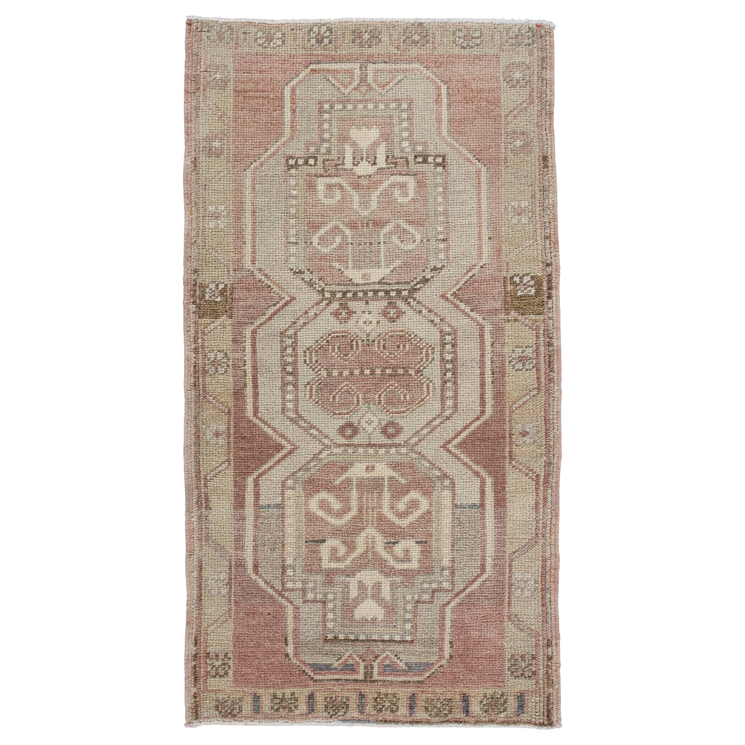 Oriental Hand Knotted Vintage Turkish Mini Rug 1'8" x 3'2" #10005