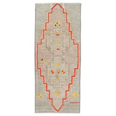 Oriental Hand Knotted Vintage Turkish Mini Rug 1'3" x 3' #10495