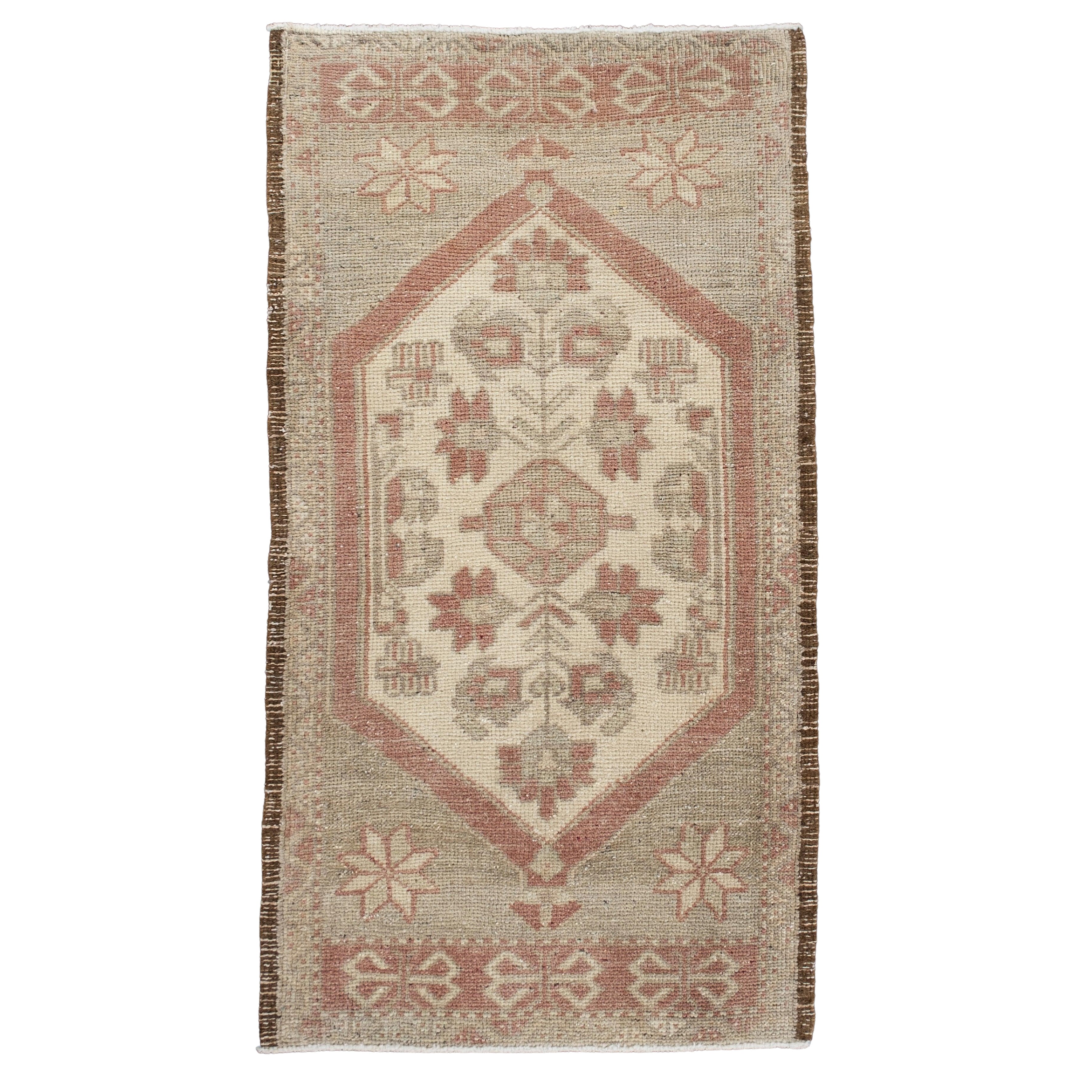 Oriental Hand Knotted Vintage Turkish Mini Rug 1'8" x 3'1" #10492