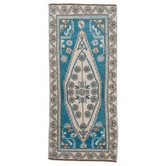 Mini tapis turc vintage noué à la main 1'6" x 3'6" n°10641
