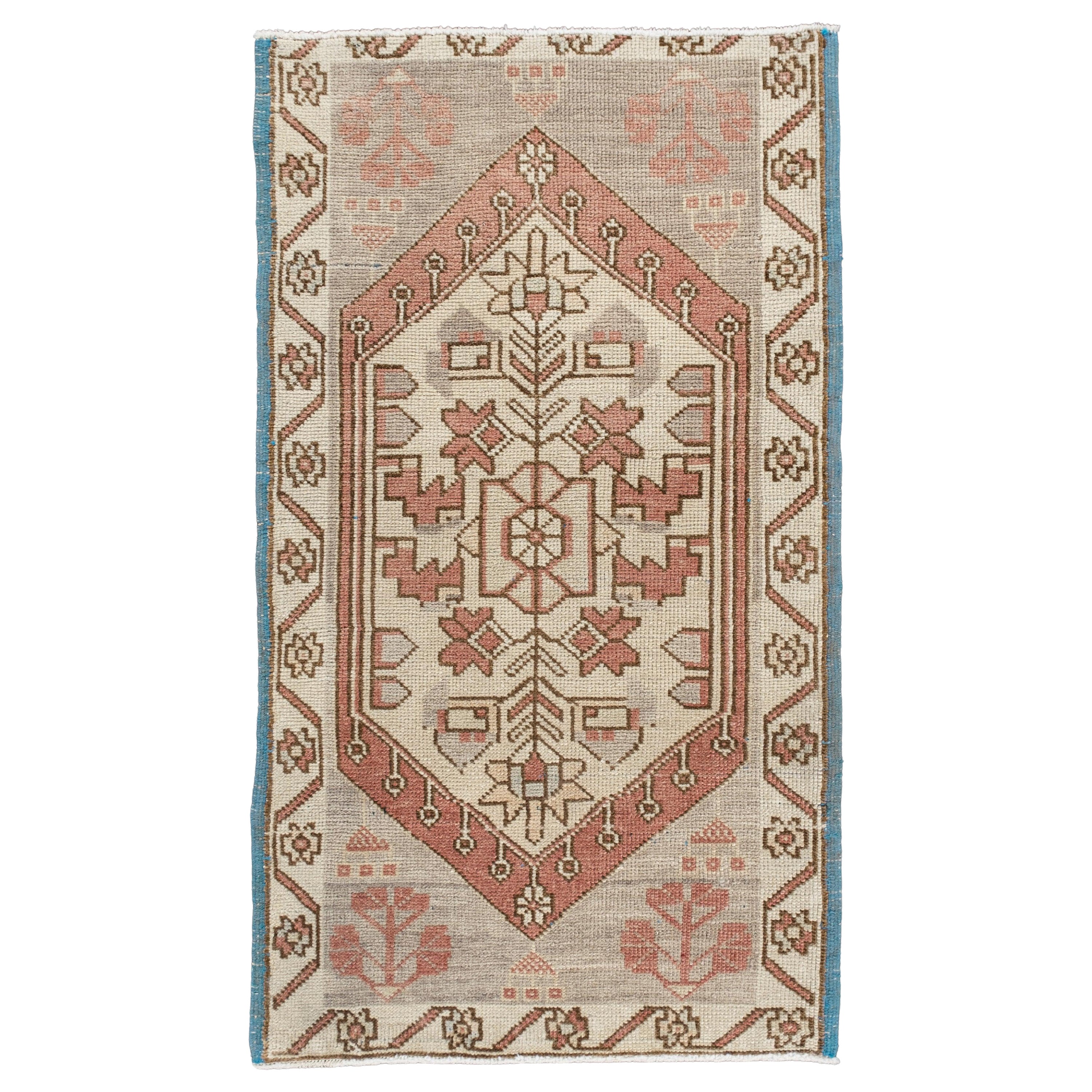 Oriental Hand Knots Rugs Vintage Turkish Mini Rug 1'8" x 2'11" #10615