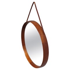 Round Mirror in Teak y Uno & Östen Kristiansson for Luxus, 1950s