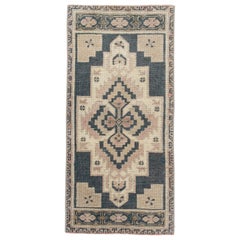 Mini tapis turc vintage noué à la main 1'6" x 3'2" n° 10273