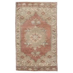 Oriental Hand Knots Rugs Vintage Turkish Mini Rug 1'10" x 3' #10269