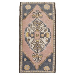 Mini Alfombra Turca Vintage Oriental Anudada a Mano 1'9" x 3'4" #10596