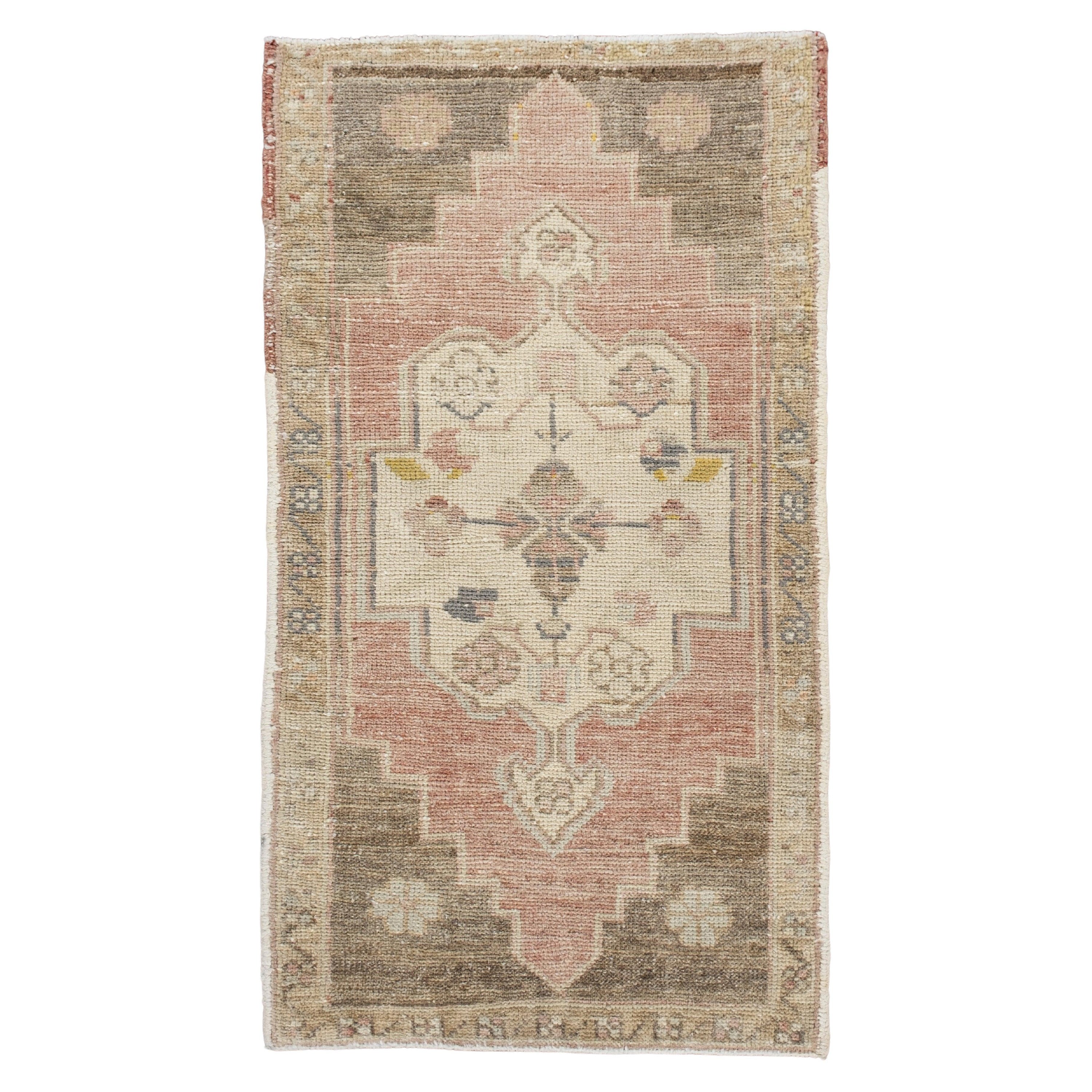 Oriental Hand Knots Rugs Vintage Turkish Mini Rug 1'8" x 2'11" #10499