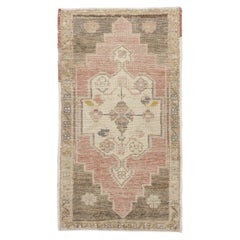 Oriental Hand Knots Rugs Vintage Turkish Mini Rug 1'8" x 2'11" #10499