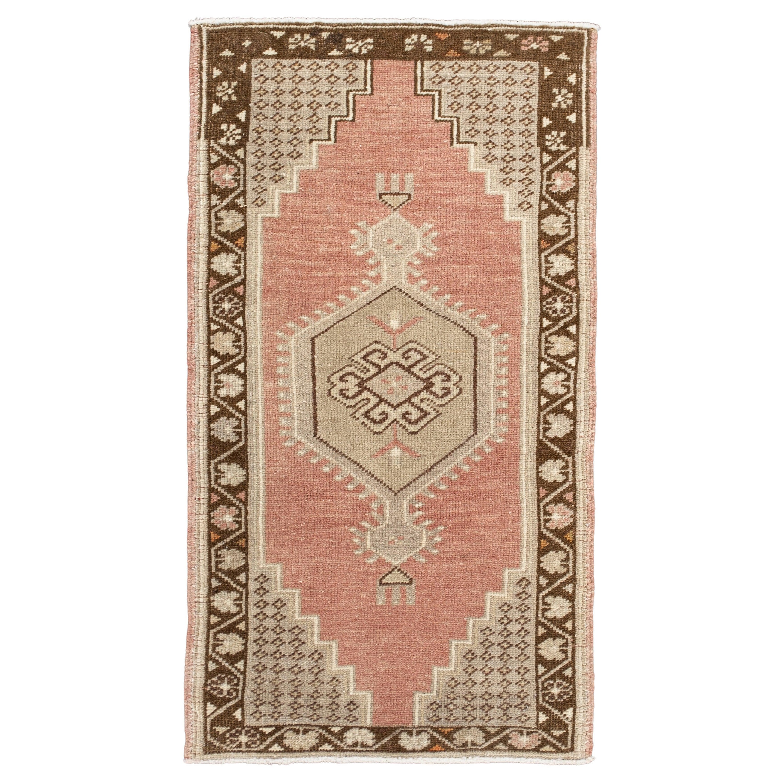 Oriental Hand Knotted Vintage Turkish Mini Rug 1'9" x 3' #10496