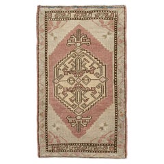 Oriental Hand Knots Rugs Vintage Turkish Mini Rug 1'11" x 3'3" #10067