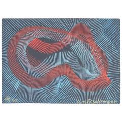 O W Fischinger Modernist Oil on Paper Board Painting, Dated, Signed, Framed 9