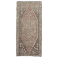 Oriental Hand Knots Rugs Vintage Turkish Mini Rug 1'8" x 3'7" #10263