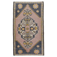Oriental Hand Knots Rugs Vintage Turkish Mini Rug 1'9" x 3'1" #10226