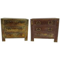 Pair of Sarreid Brass Side Tables or Small Dressers 