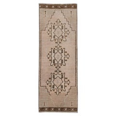 Oriental Hand Knots Rugs Vintage Turkish Mini Rug 1'2" x 3'5" #38