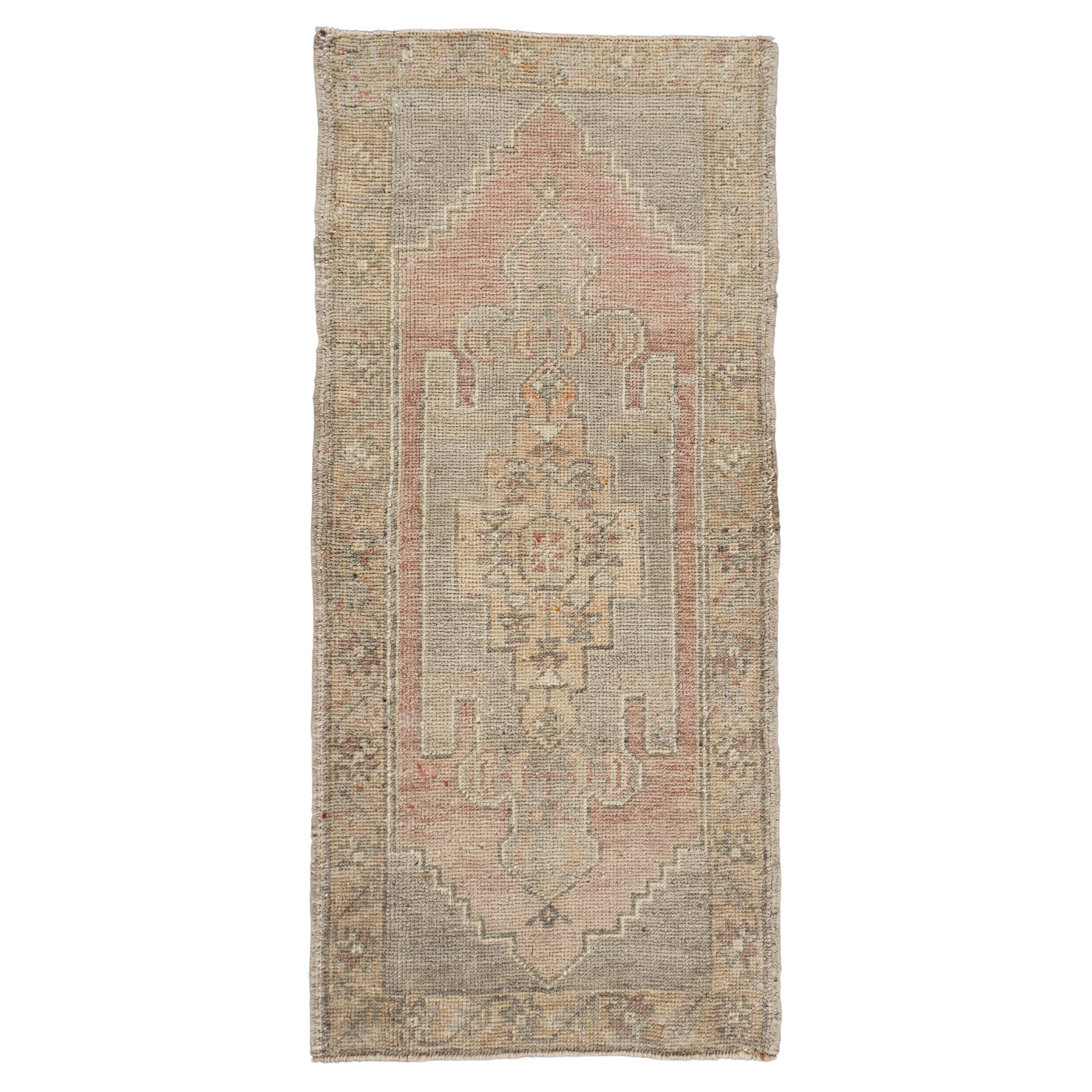 Oriental Hand Knotted Vintage Turkish Mini Rug 1'5" x 3'2" #10157 For Sale