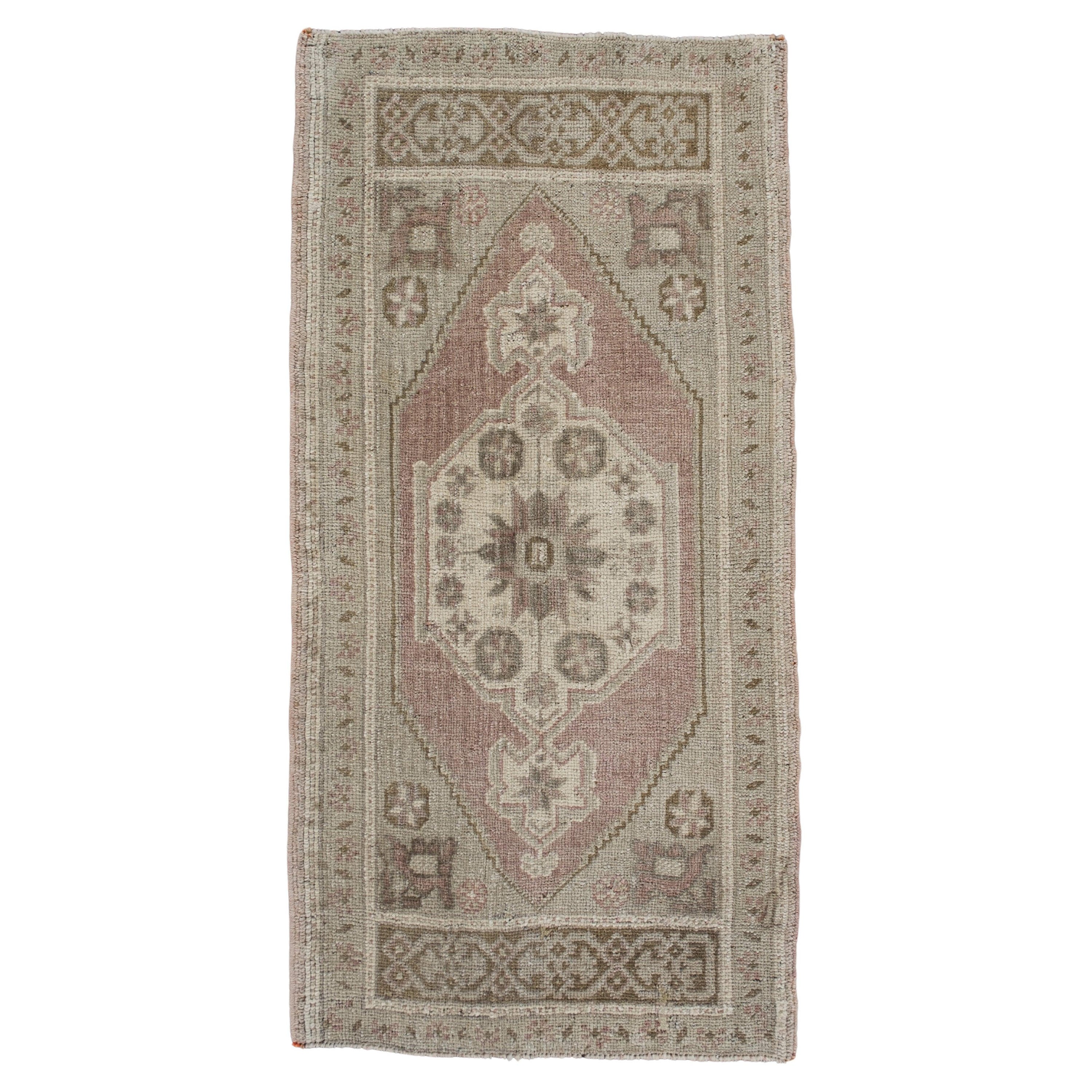 Oriental Hand Knots Rugs Vintage Turkish Mini Rug 1'9" x 3'7" #10061