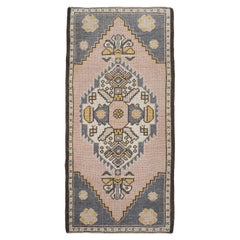 Oriental Hand Knots Rugs Vintage Turkish Mini Rug 1'9" x 3'7" #10017