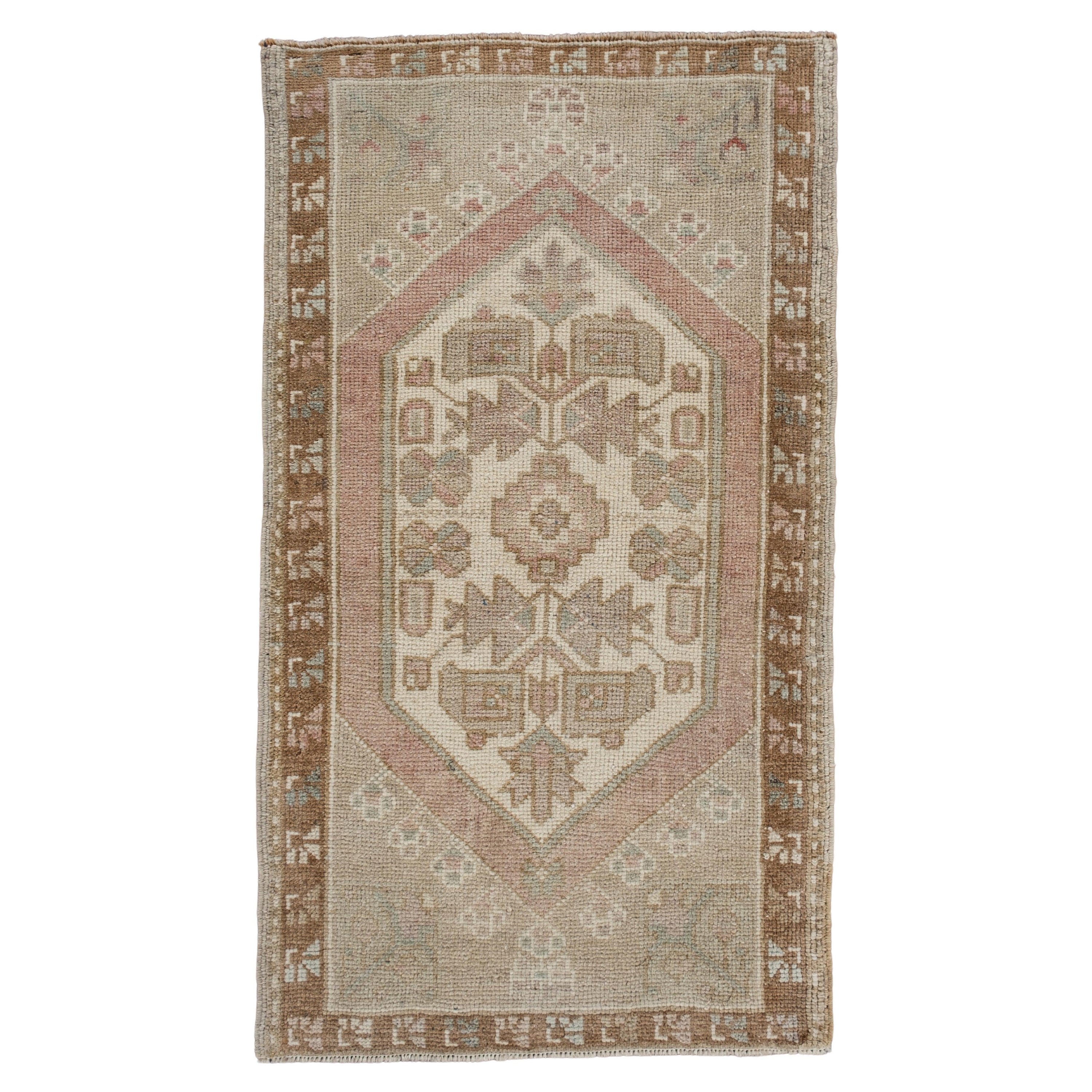 Oriental Hand Knotted Vintage Turkish Mini Rug 1'9" x 3' #8896 For Sale