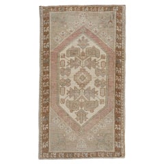 Oriental Hand Knots Rugs Vintage Turkish Mini Rug 1'9" x 3' #8896
