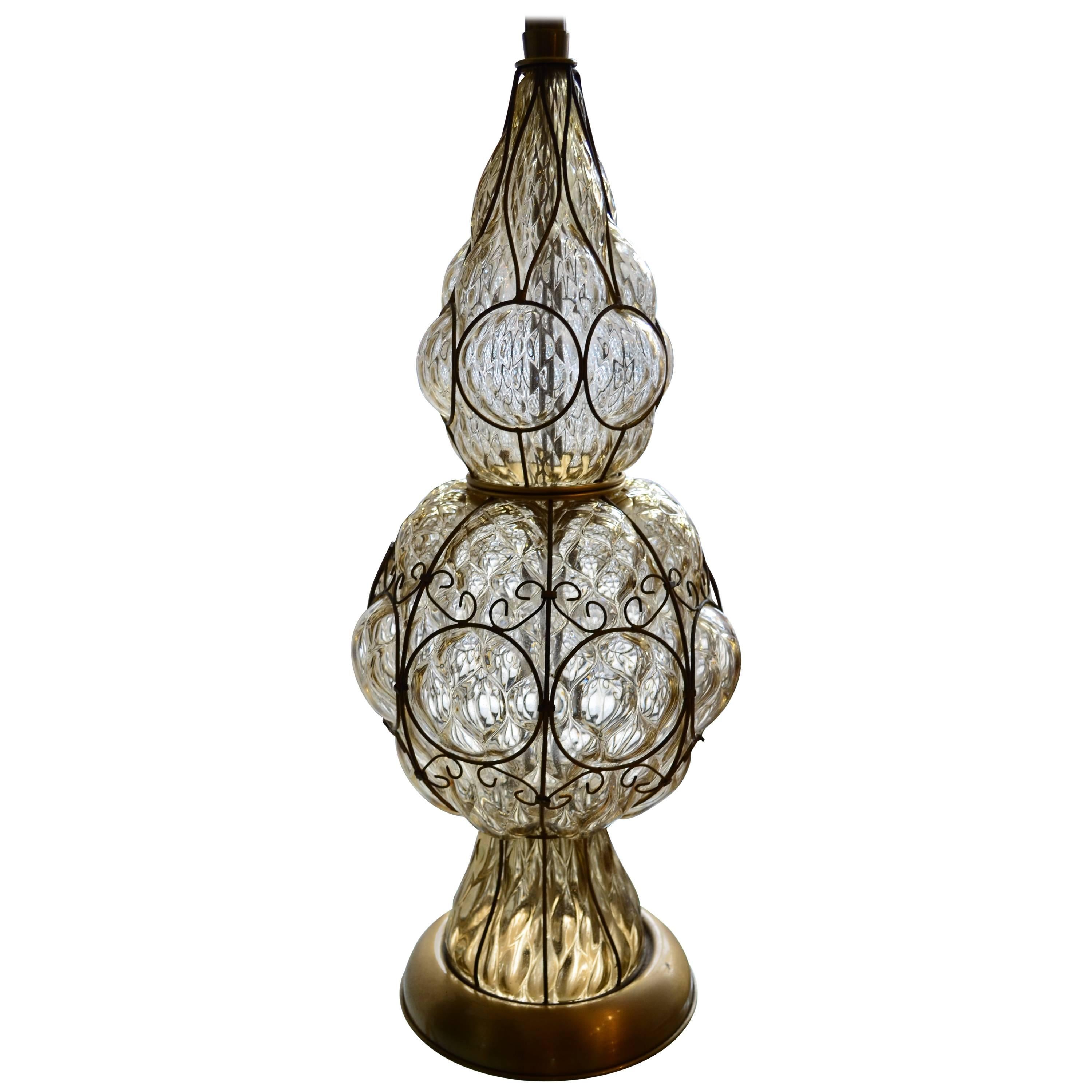 Large Scale Vintage Marbro Venetian Glass Lamp For Sale
