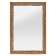Antique Mirror francese in Oak Oak naturale e Silver Wood, circa 1950