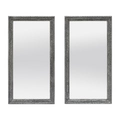 Pair Of Antique French Mirrors In Patinated Silvered Wood, circa 1900