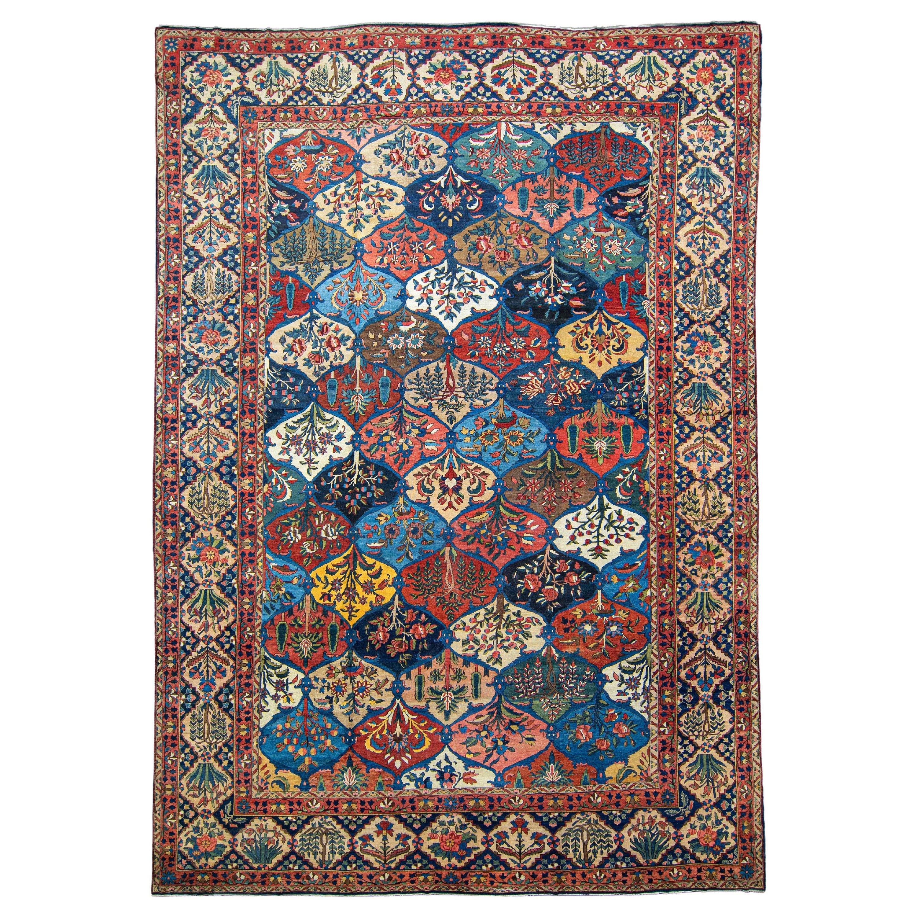 Tapis persan Bakhtiari ancien 13'6" x 19'5" n°1000 en vente