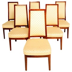 Set of Six Mid-Century Modern Solid Walnut Chairs