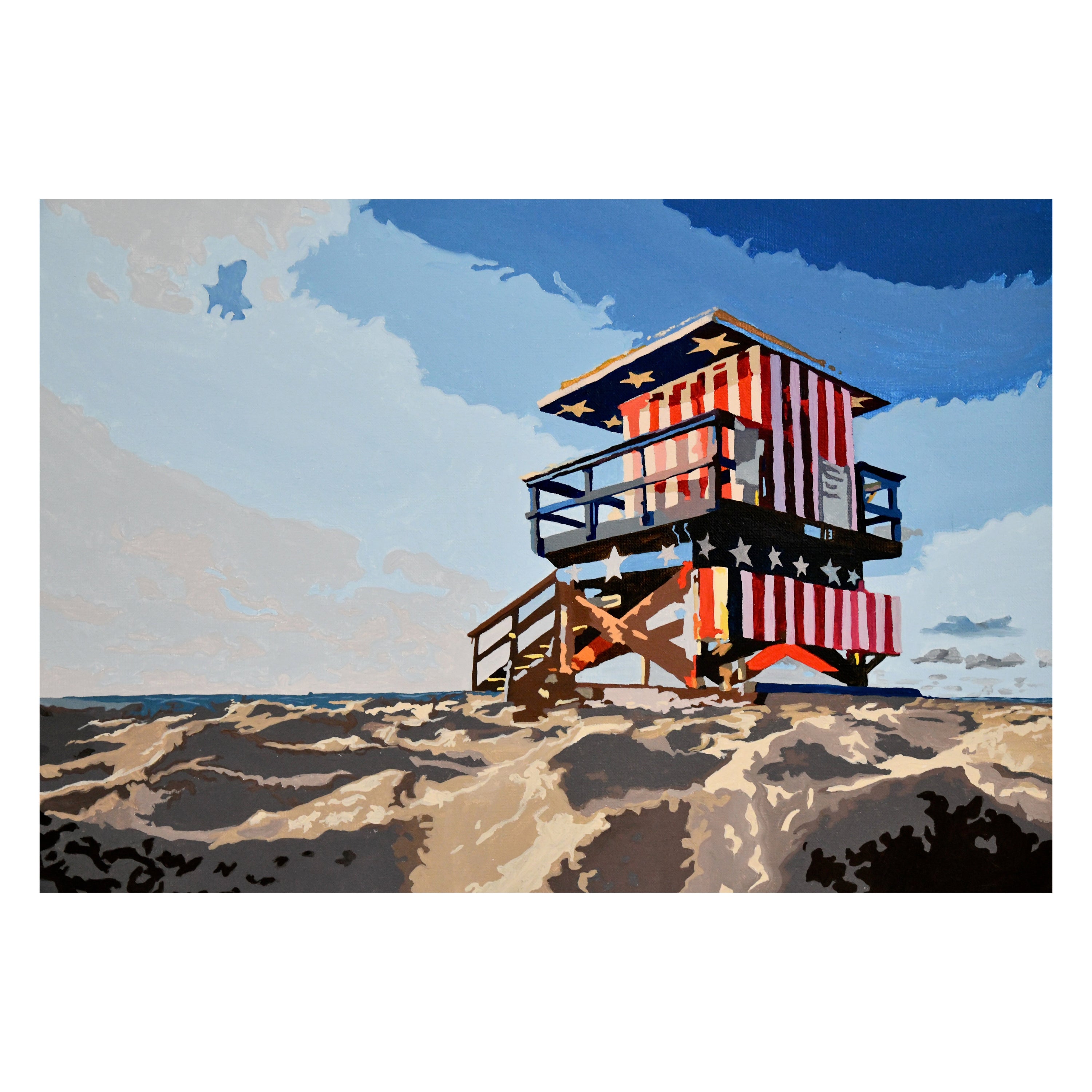 Pintura MIAMI BEACH LIFEGUARD STAND de Carole Grandgirard, Francia 2023.