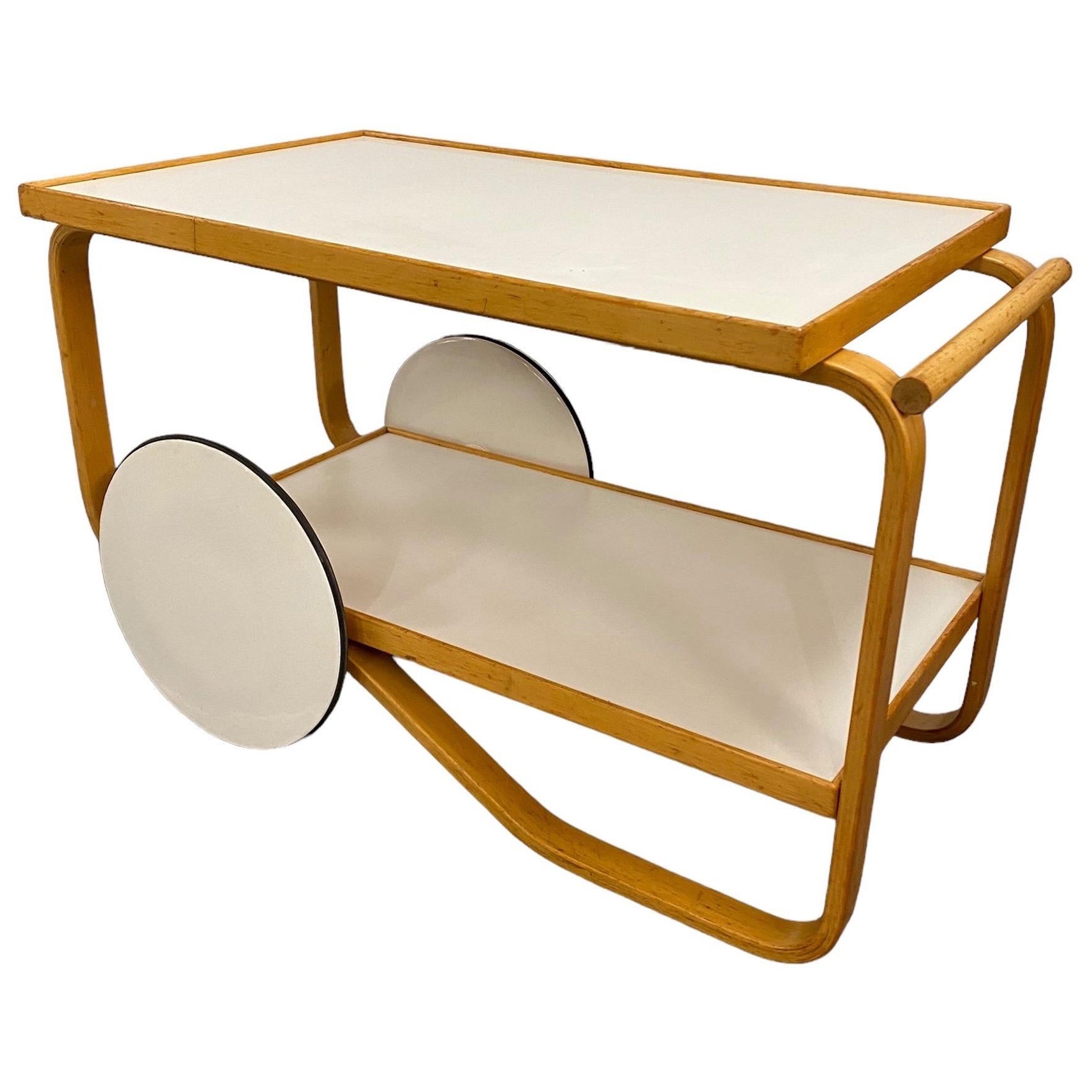 Alvar Aalto Tea Trolley Model 901 in White and Birch for Artek, 1960s