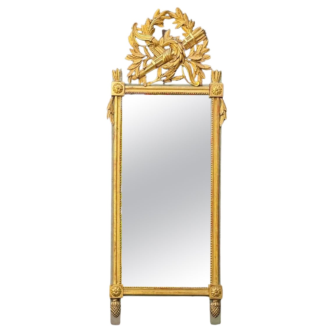 Louis XVI Mirror Between Two In Carved And Gilded Wood, End Of The 18th Century For Sale
