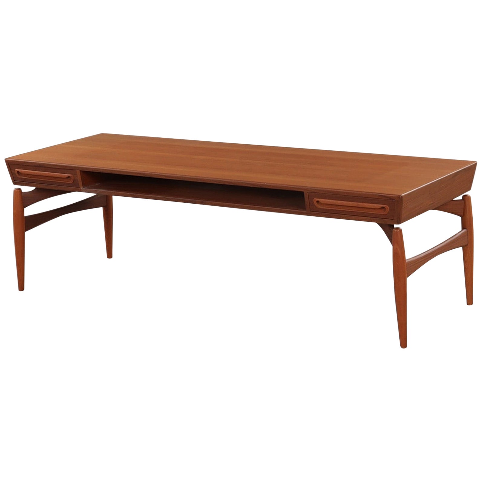 Table basse flottante en teck de l'ère du jet par Johannes Andersen en vente